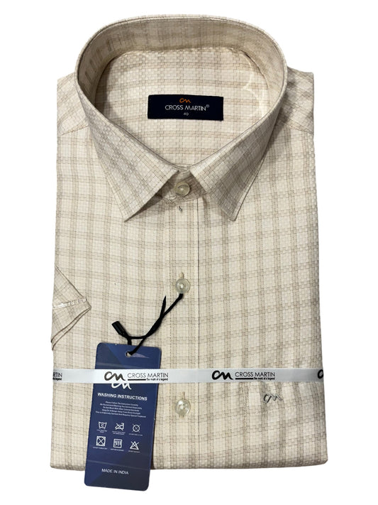 Southloom Pure Cotton Beige Cheack Shirt (40 HS)