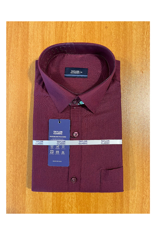 Pure Cotton Maroon Solid Shirt (46 FS)