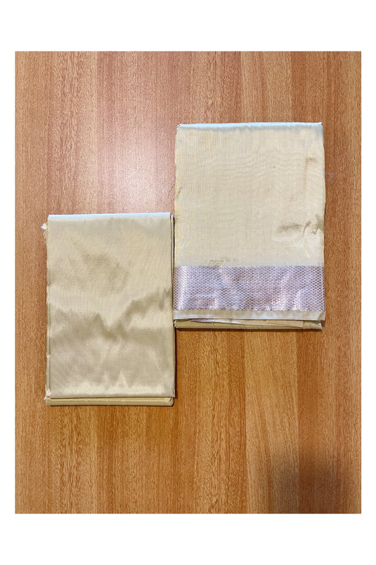 Southloom Semi Silk  Mundu / Vesthi / Dhothi Set with Matching Silk Shirt Piece