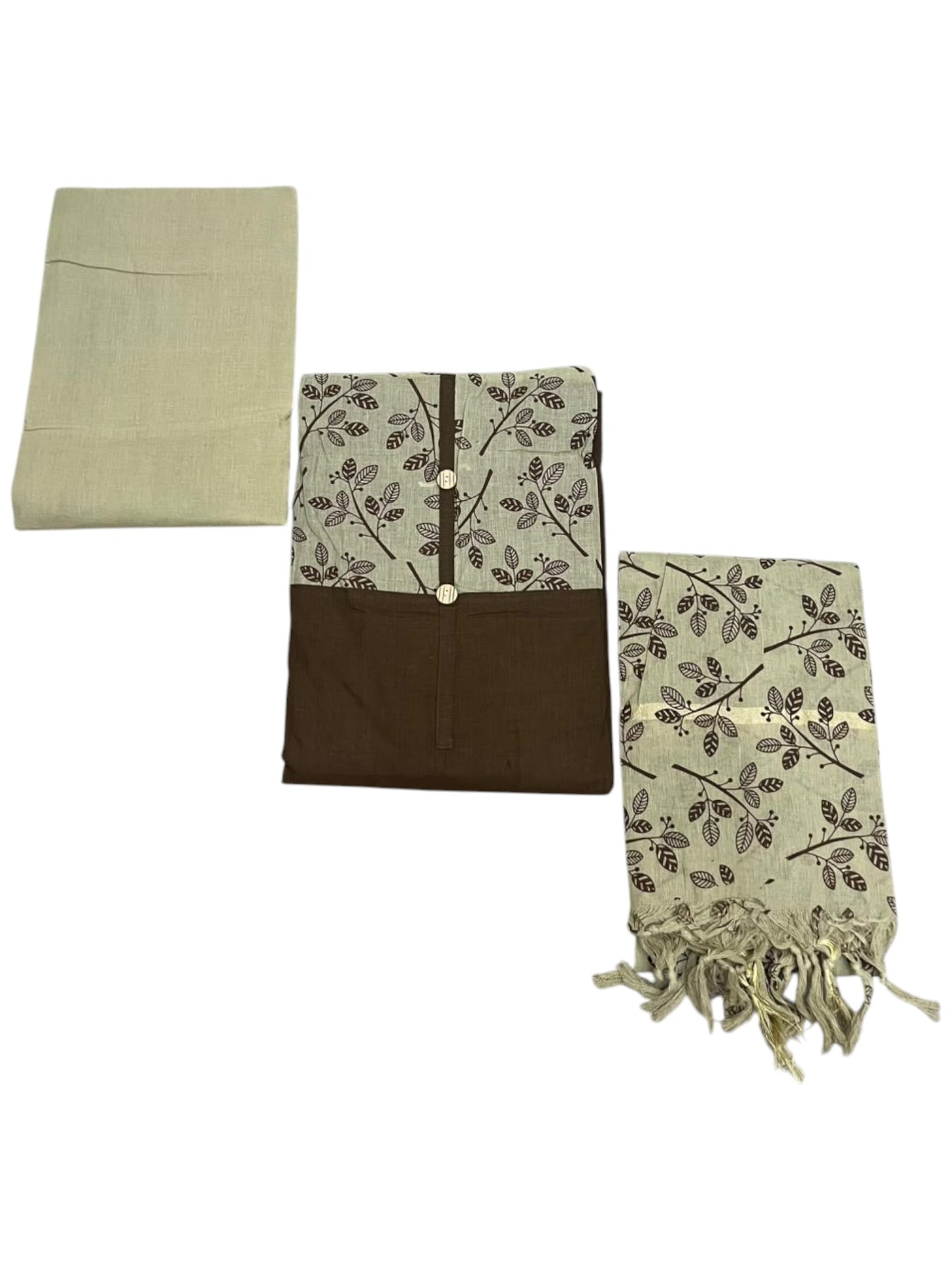 Southloom™ Cotton  3 Piece Brown Salwar Material with Woven  Work