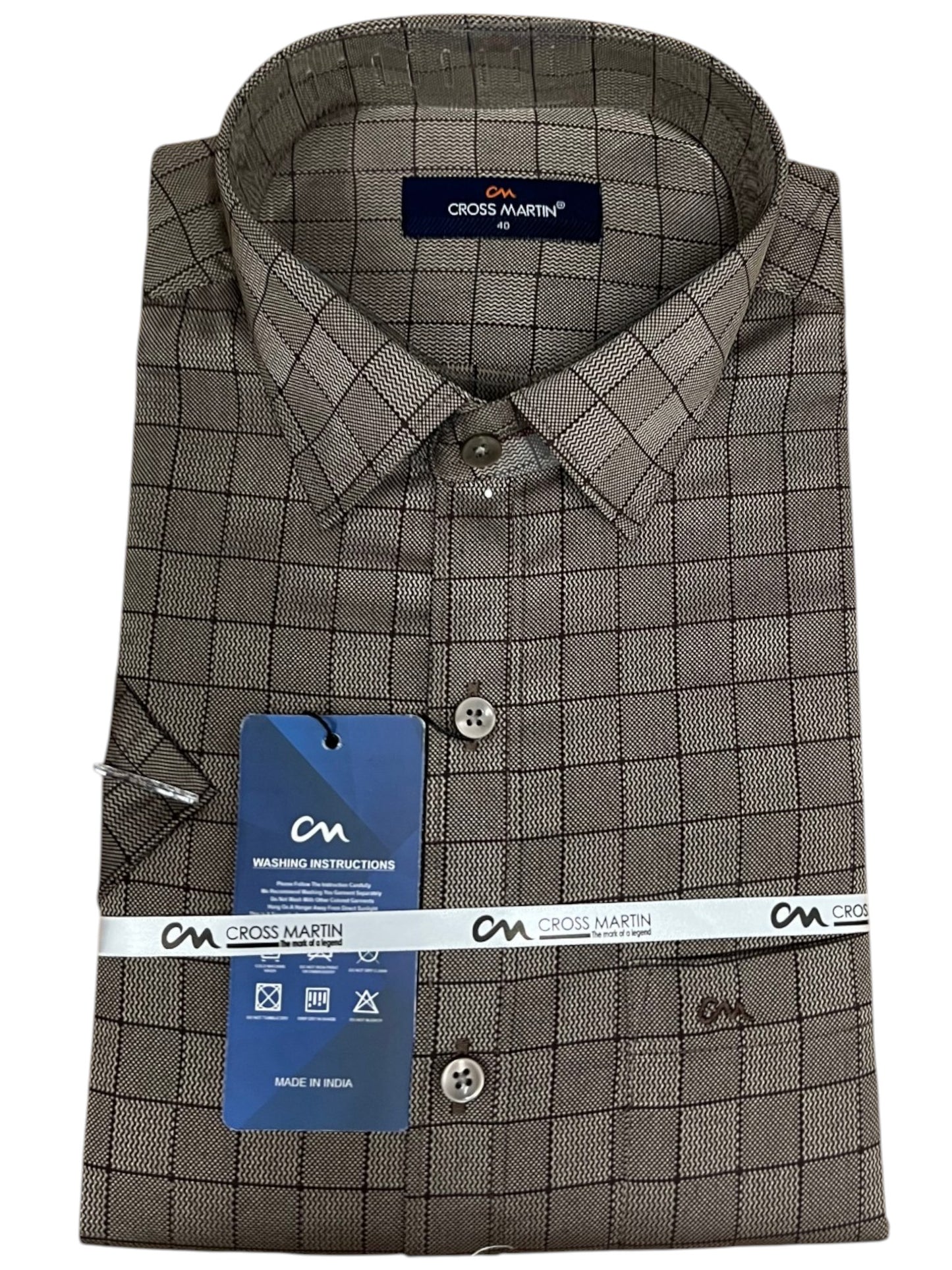 southloom Pure Cotton Brown Check Shirt SLSHIRT 40 HS