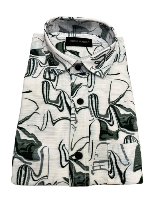 Southloom Pure Cotton White Printed Shirt SLSHIRT 40 FS