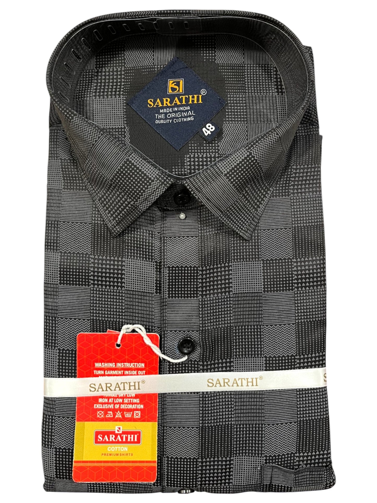 Southloom Pure Cotton Black Check Shirt (48 FS)