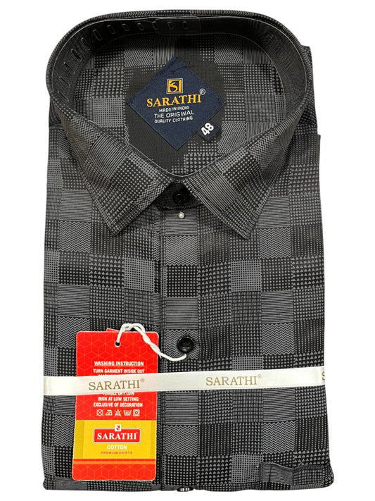 Southloom Pure Cotton Black Check Shirt (48 FS)