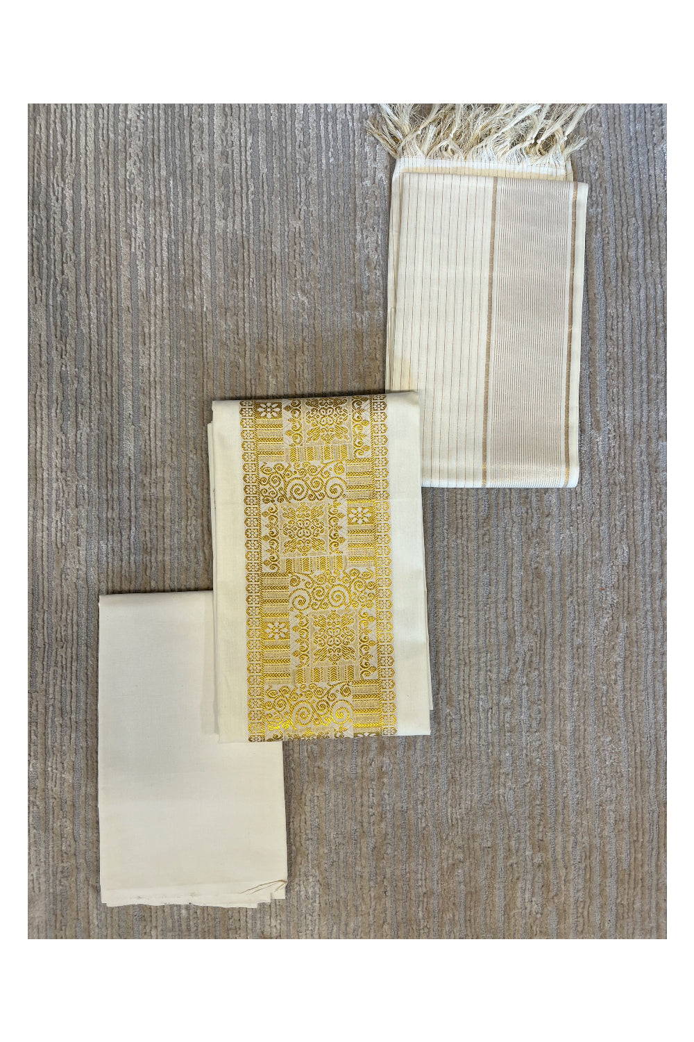 Southloom™ Cotton Churidar Salwar Suit Material with Gold Embroidery Work (include Lines Shawl / Dupatta)