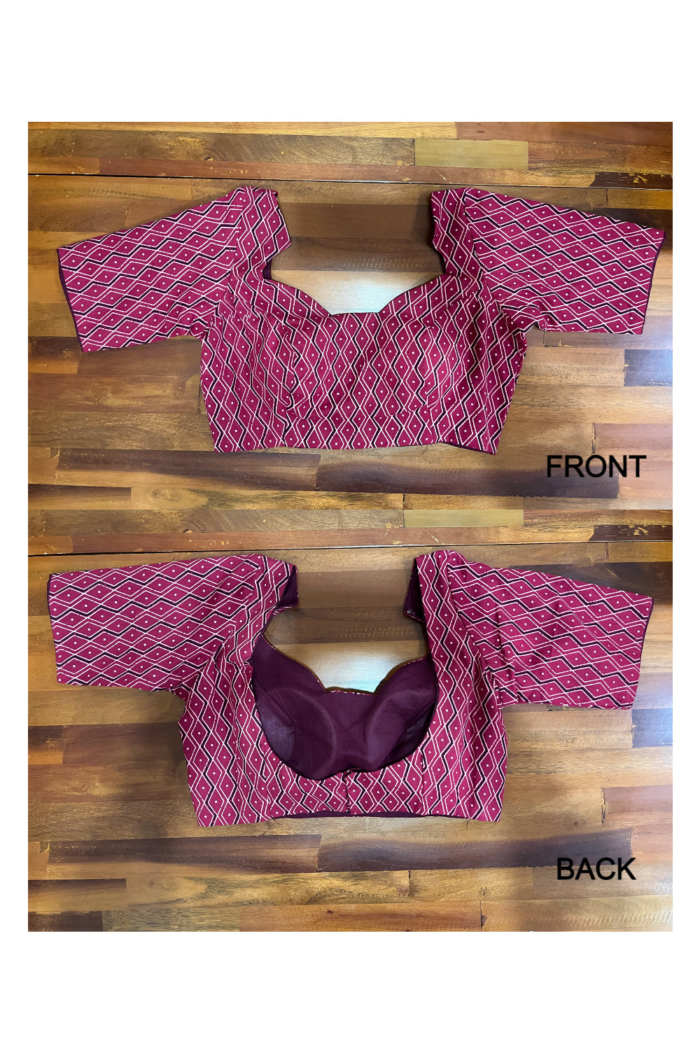 Southloom Red Ajrakh Printed Ready Made Blouse