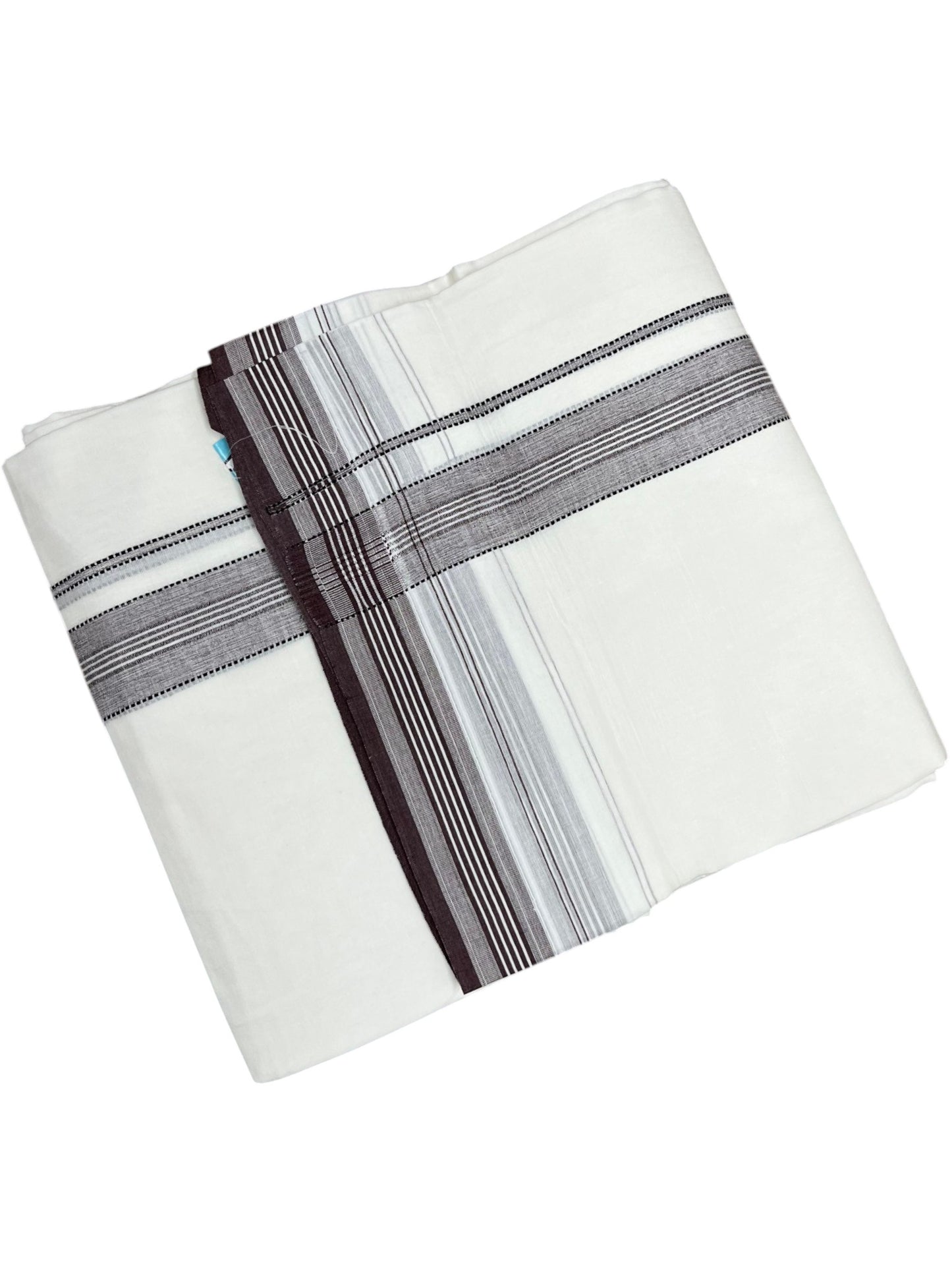 Southloom Pure Cotton Mundu with Brown Border (South Indian Kerala Dhoti)
