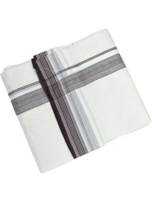 Southloom Pure Cotton Mundu with Brown Border (South Indian Kerala Dhoti)