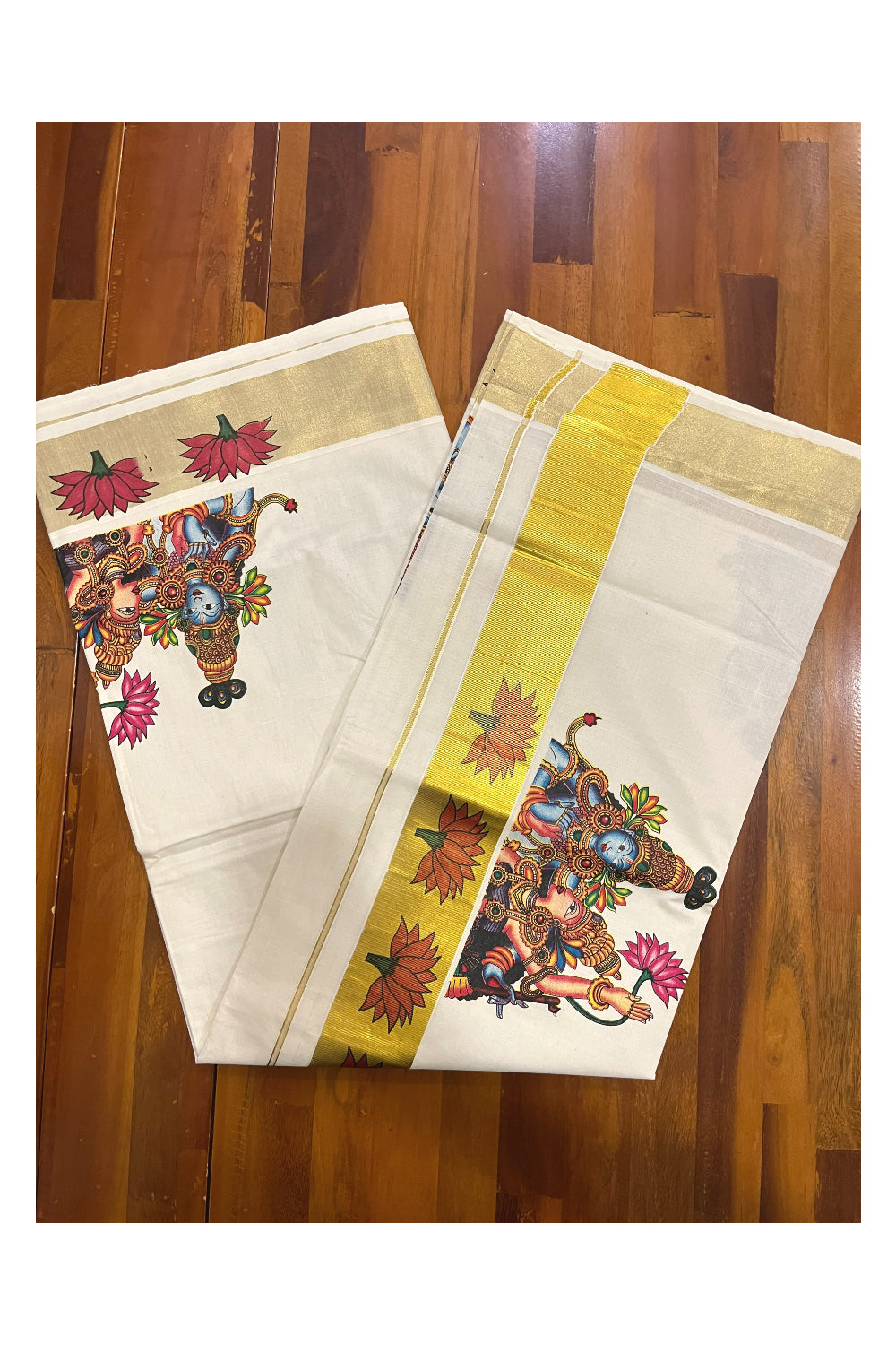 Mural Painted / Printed Kerala Saree