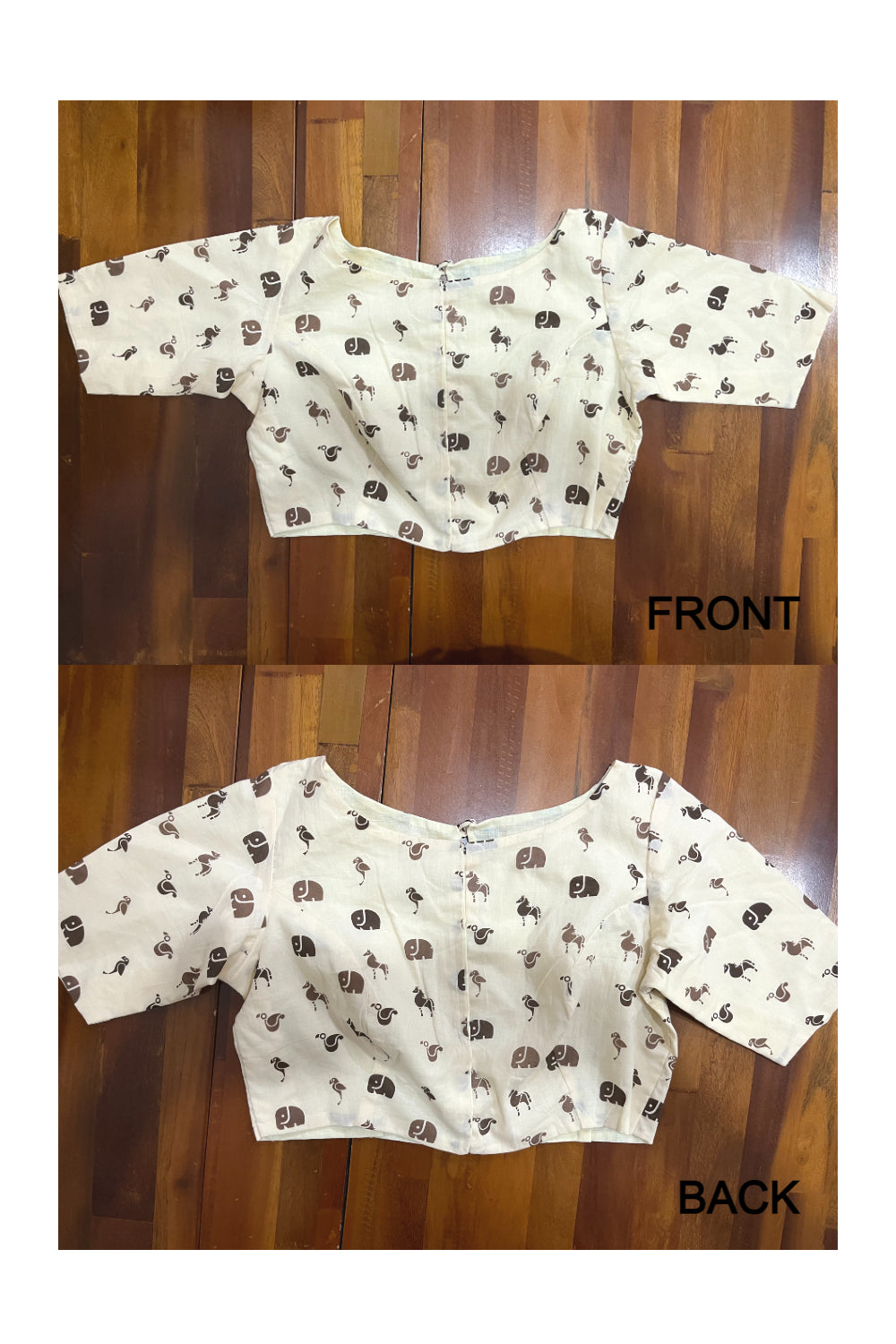 Southloom Off White Printed Design Ready Made Blouse