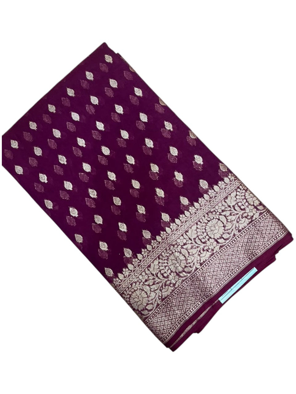 Southloom Cotton Banarasi Silk Saree with Woven Work on Body and Borders (Purple)
