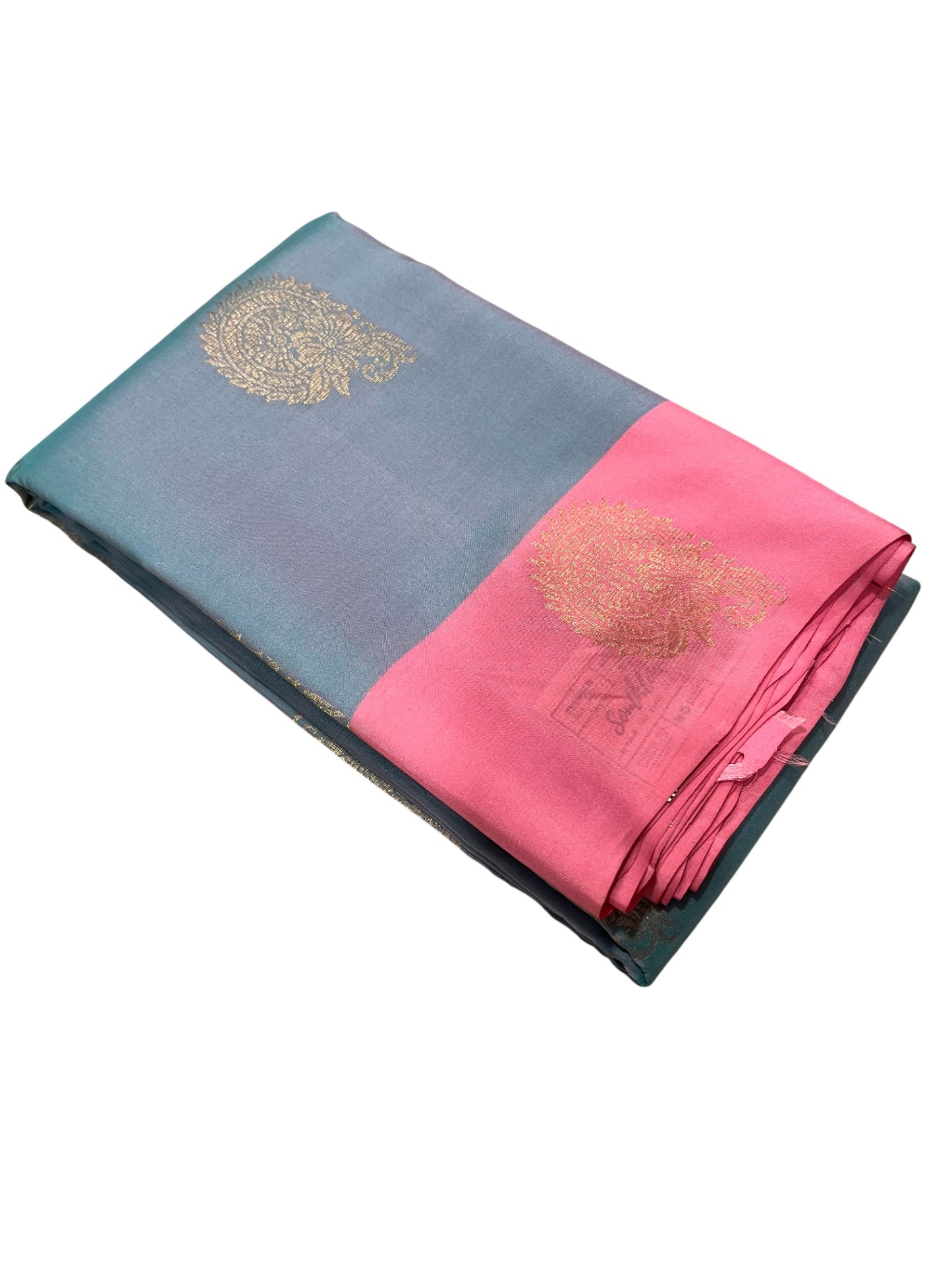 Southloom Pure Handloom Kanchipuram Silk Saree with Butta Work (Grey & Pink)