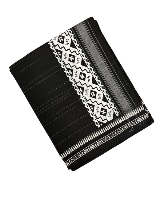Southloom Black Printed Single Mundu / Otta Mundu / Lungi (South Indian Kerala Dhoti)