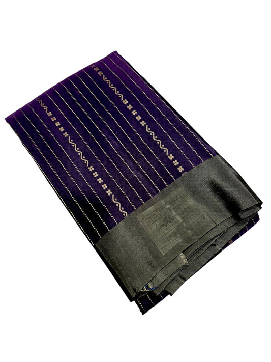 Southloom Pure Handloom Kanchipuram Silk Saree with Butta Work (Violet & Grey)