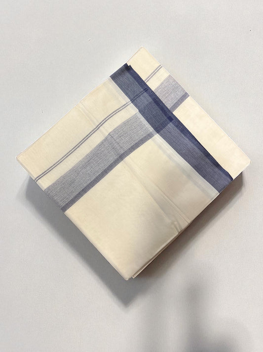 Southloom Pure Cotton Mundu with Gray Lines and Gray Border (South Indian Kerala Dhoti)