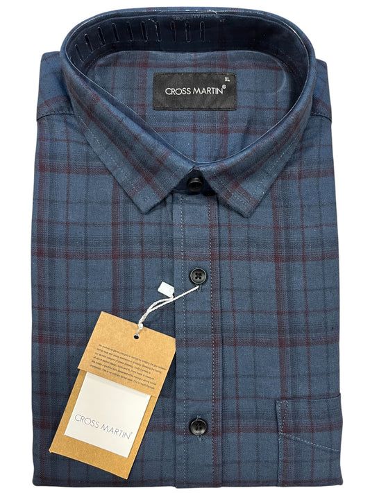 Southloom Pure Cotton Blue Check Shirt (42 FS)