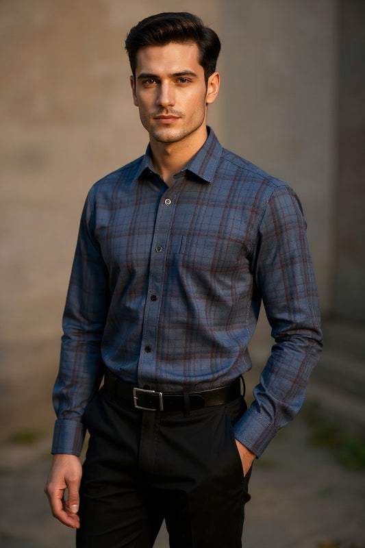 Southloom Pure Cotton Blue Check Shirt SLSHIRT 42 FS