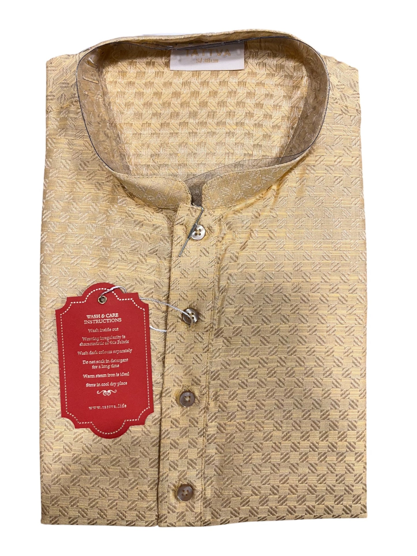 Southloom Semi Silk Short Kurta for Men in Beige Colour