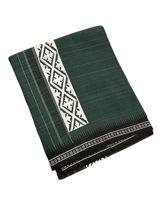 Southloom Green Printed Single Mundu / Otta Mundu / Lungi (South Indian Kerala Dhoti)