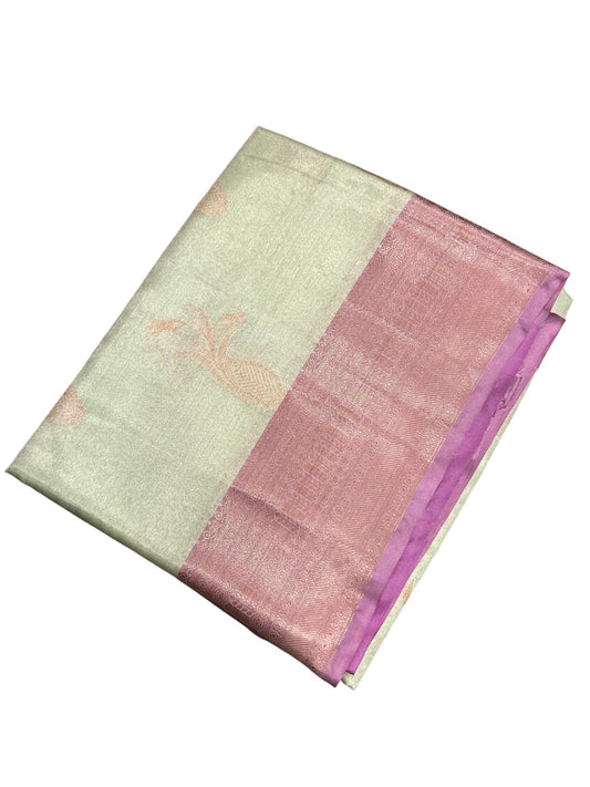 Southloom Semi Banarasi Katan Tissue Saree with Woven Work on Body and Borders