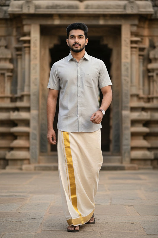 Southloom Pure Cotton Grey plain Shirt SLSHIRT 38 HS