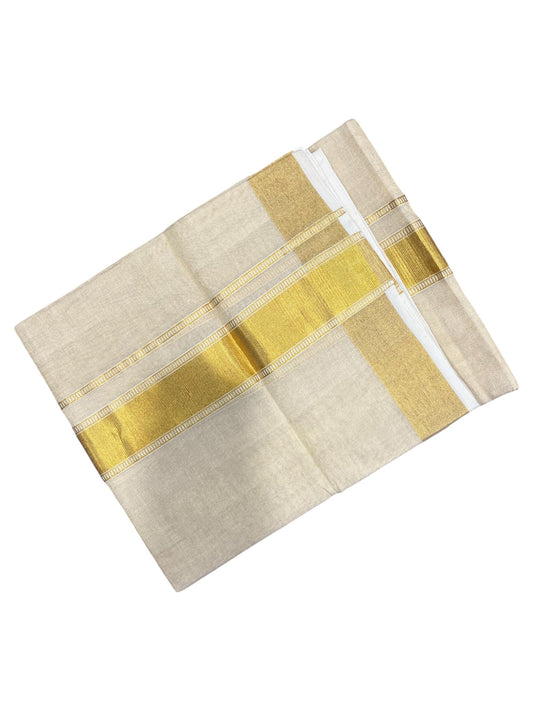 Southloom Premium Handloom Tissue Double Mundu with Gold Kasavu Border