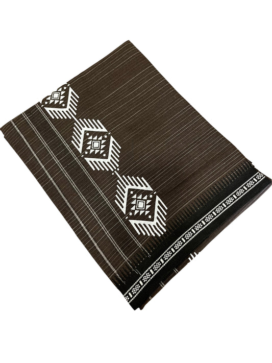 Southloom Brown Printed Single Mundu / Otta Mundu / Lungi (South Indian Kerala Dhoti)