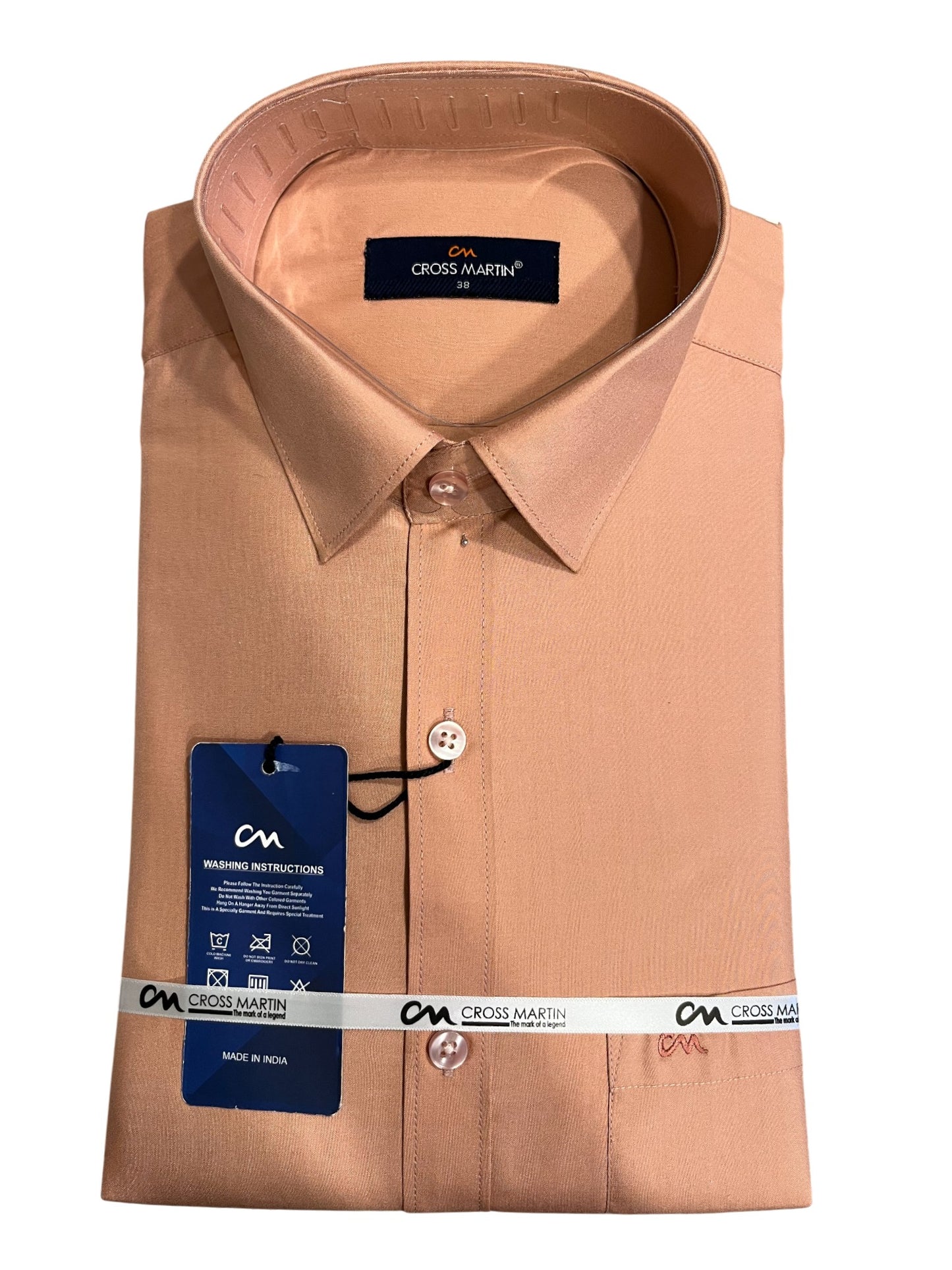 Southloom Pure Cotton Peach Plain Shirt (38 FS)
