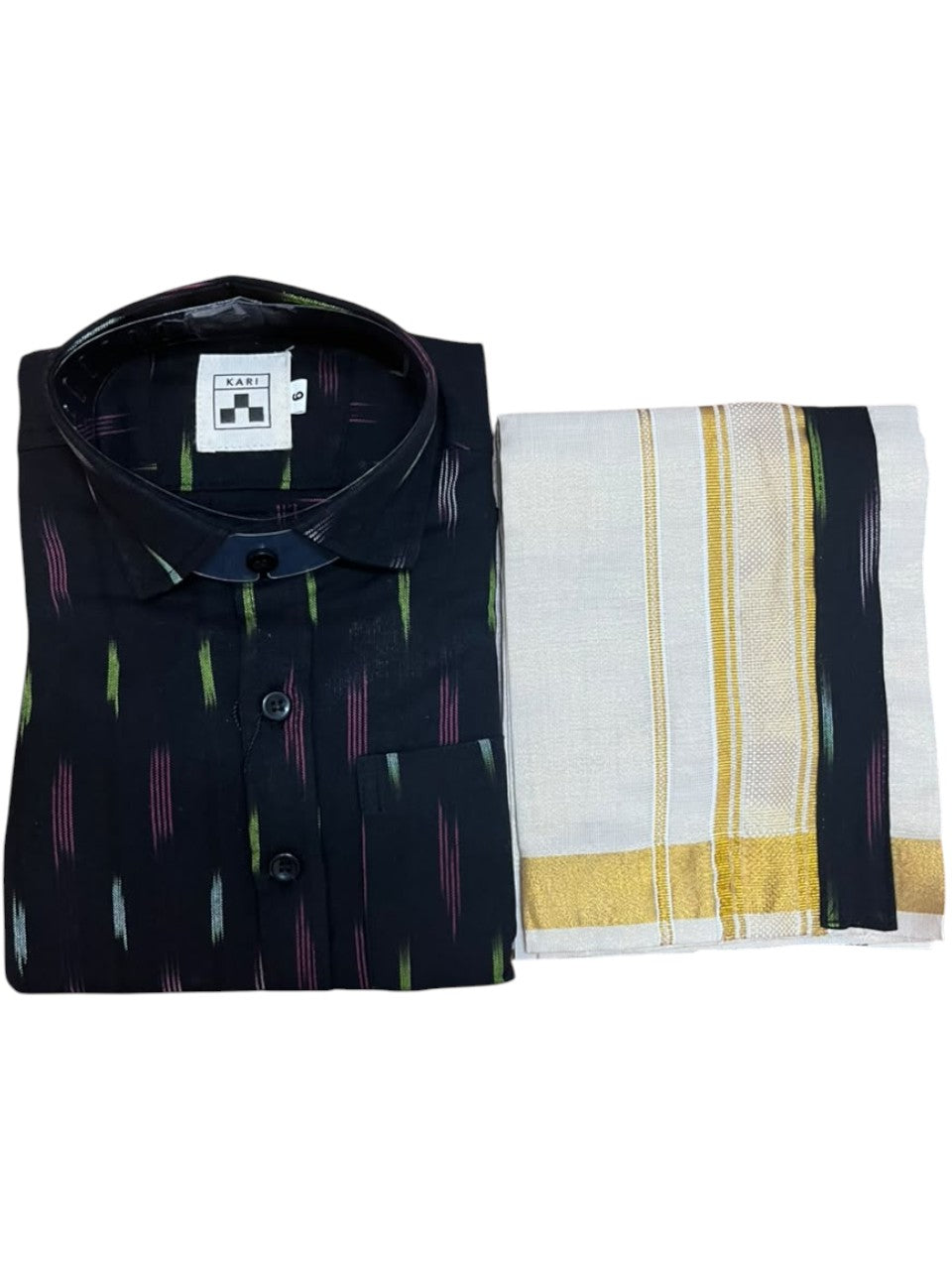 Southloom Cotton Floral Printed Kids's Combo (Shirt + Velcro Mundu) SLKCOMBO