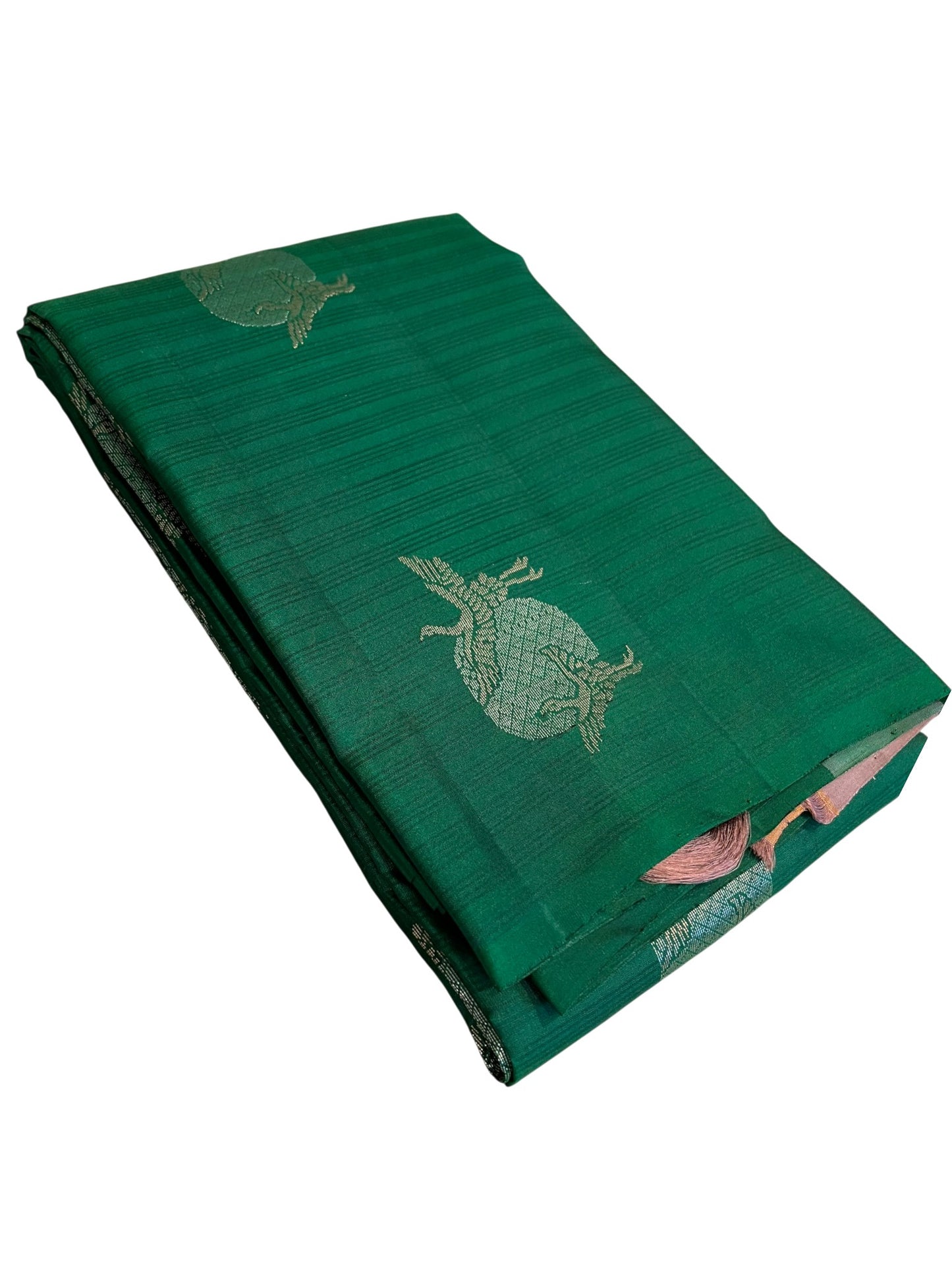 Southloom Pure Handloom Bridal Kanchipuram Silk Saree with Korvai Work (Green & Grey)