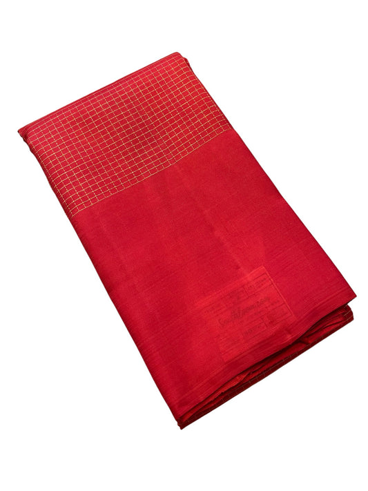 Southloom Pure Handloom Bridal Kanchipuram Silk Saree with Korvai Work (Red)