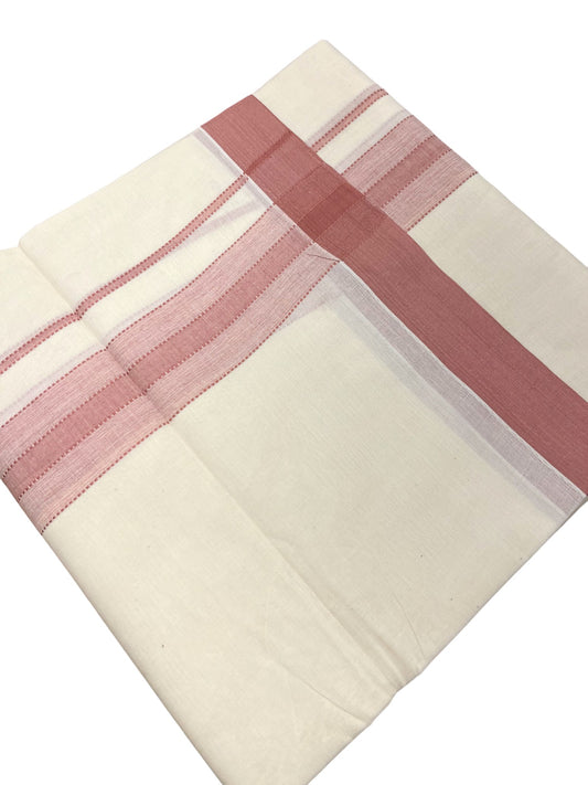 Southloom Kerala Pure Cotton Double Mundu with Maroon Border (South Indian Dhoti)