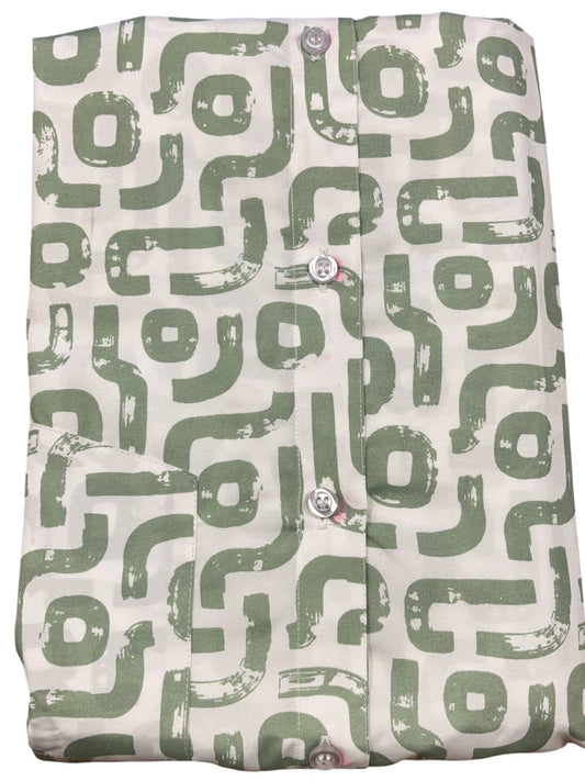 Southloom Pure Cotton Green Printed Shirt (46 HS)