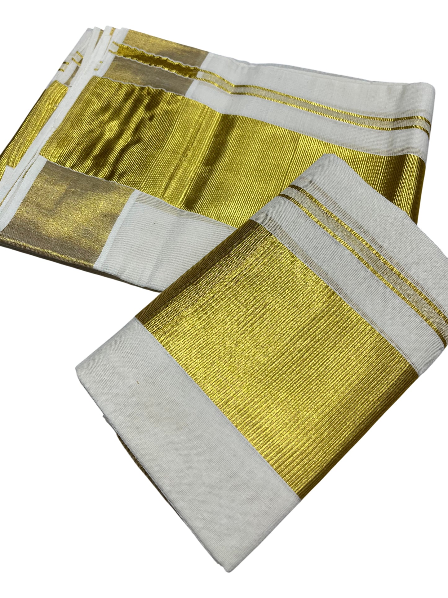 Kerala Cotton Plain Single Set Mundu (Mundum Neriyathum) with Half Fine 4 inch Border in 2.80 Mtrs
