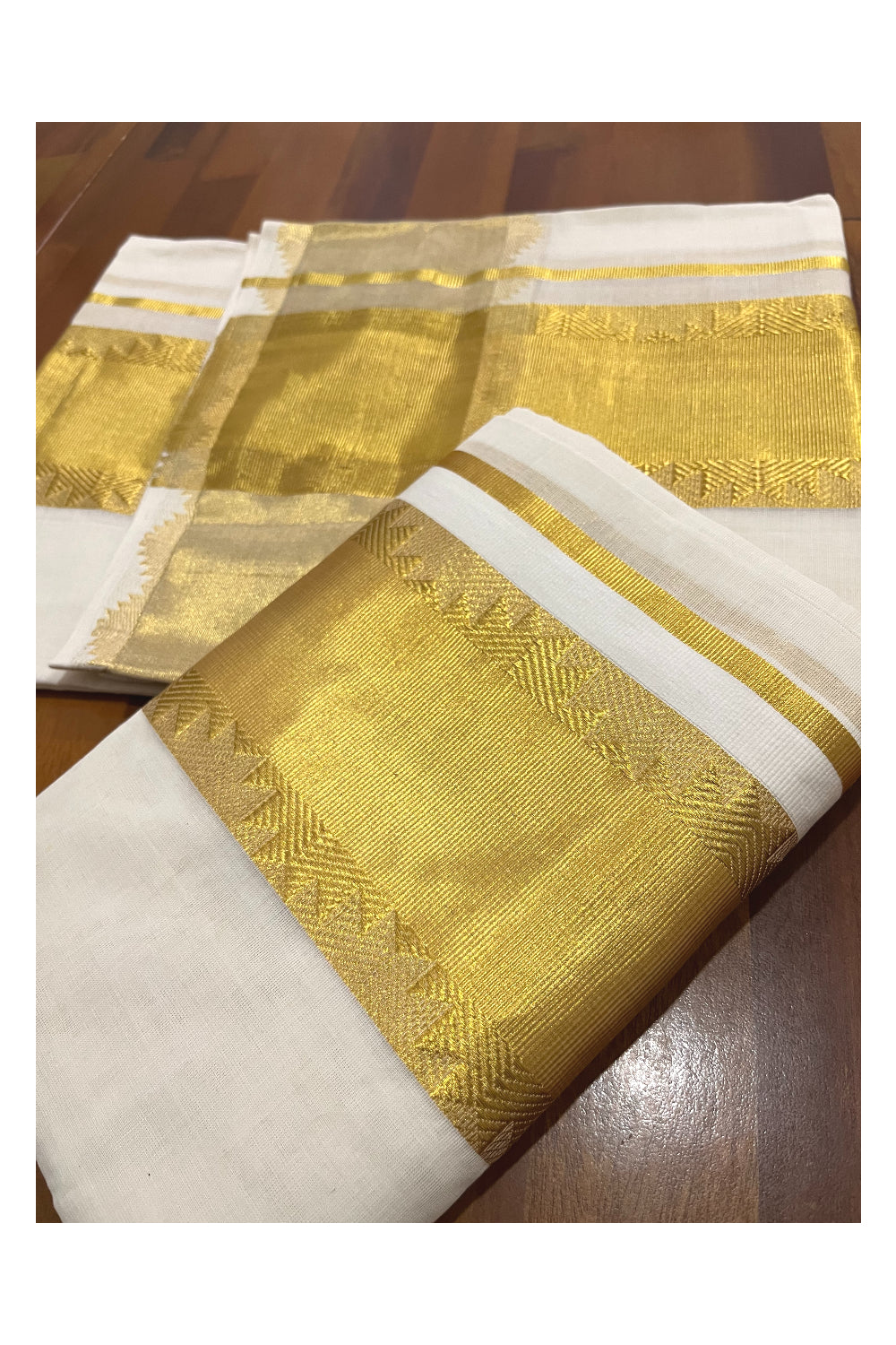 Southloom Premium Handloom Single Set Mundu with Temple Kasavu Design Border 2.80 Mtrs