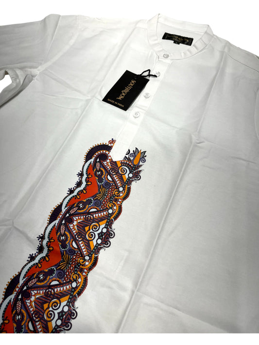 Southloom White Short Cotton Kurta Shirt for Men