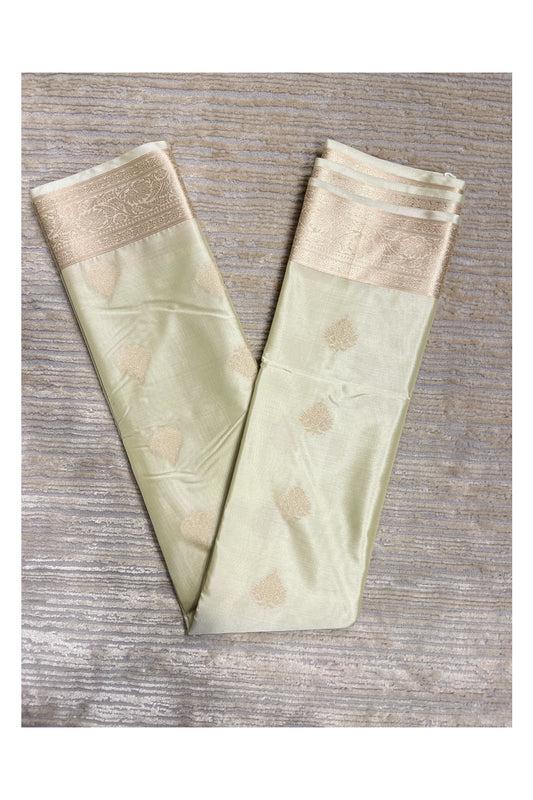 Southloom  Pastel Shade Silk Saree In Beige With Woven Zari Borders And Butta Work Across Body