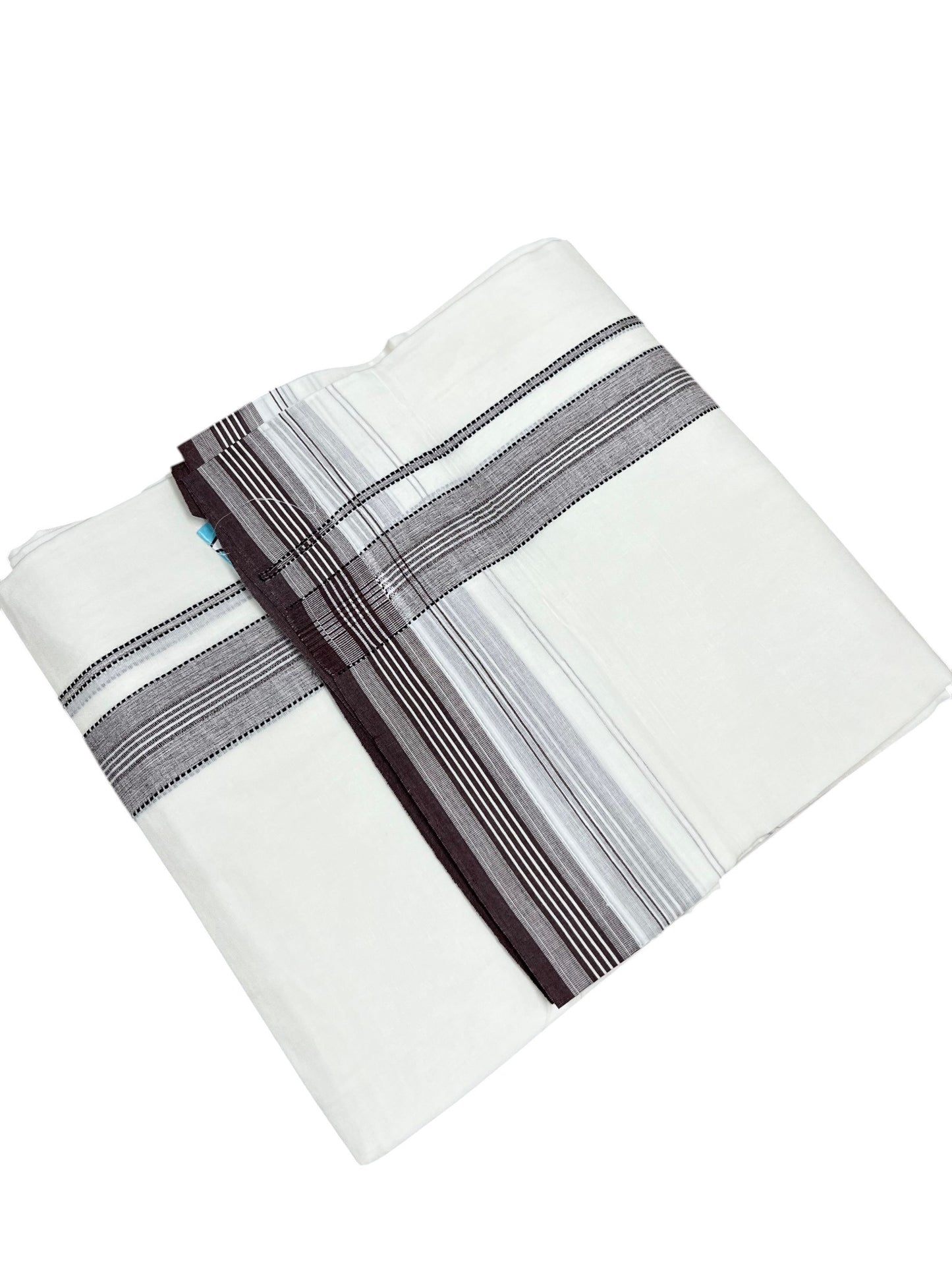 Southloom Pure Cotton Mundu with Brown Border (South Indian Kerala Dhoti)