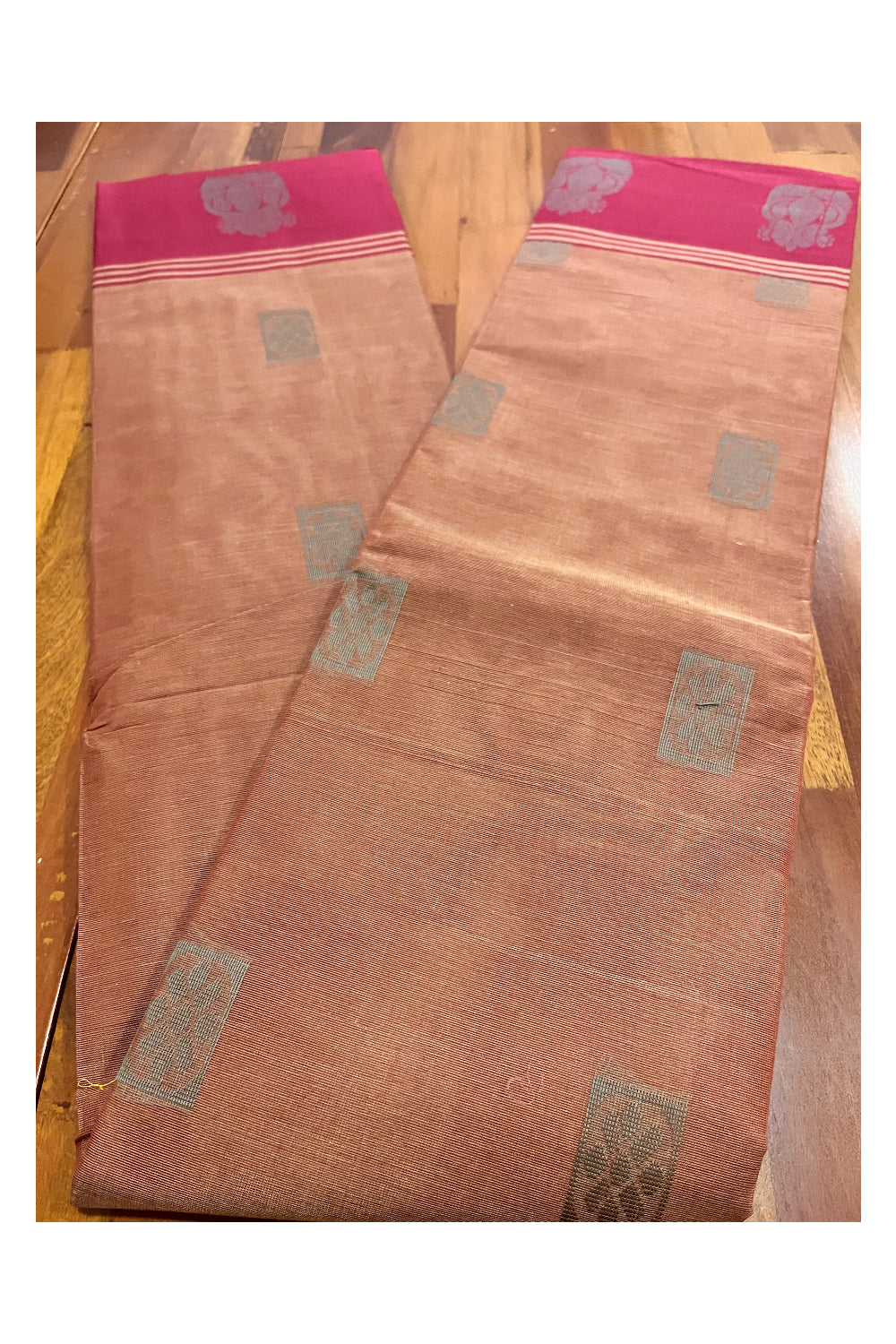 Southloom Cotton Brown Saree with Woven Butta Works on Body and Pallu