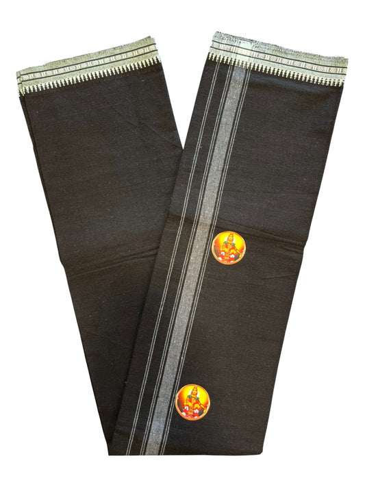 Southloom Black Printed Ayyapan Single Mundu / Otta Mundu  (South Indian Kerala Dhoti)