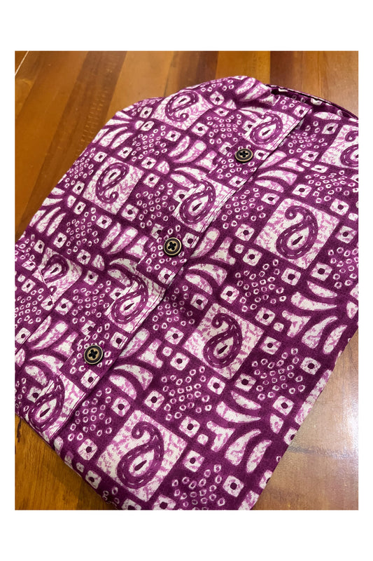 Southloom Jaipur Cotton Hand Block Printed Magenta Shirt (Full Sleeves)