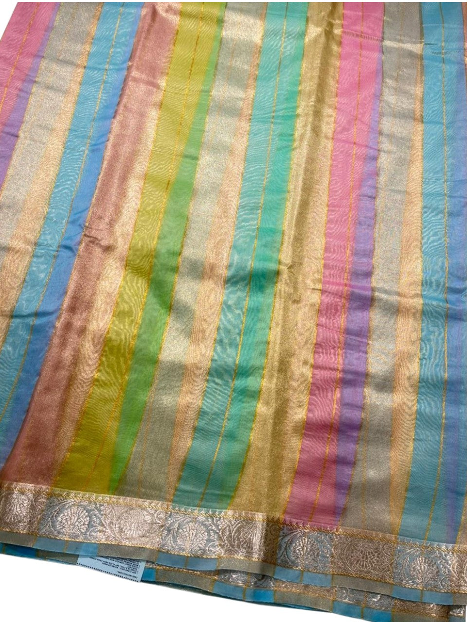 Southloom Tissue Organza Saree With Stripes Design in Multicolour SL353