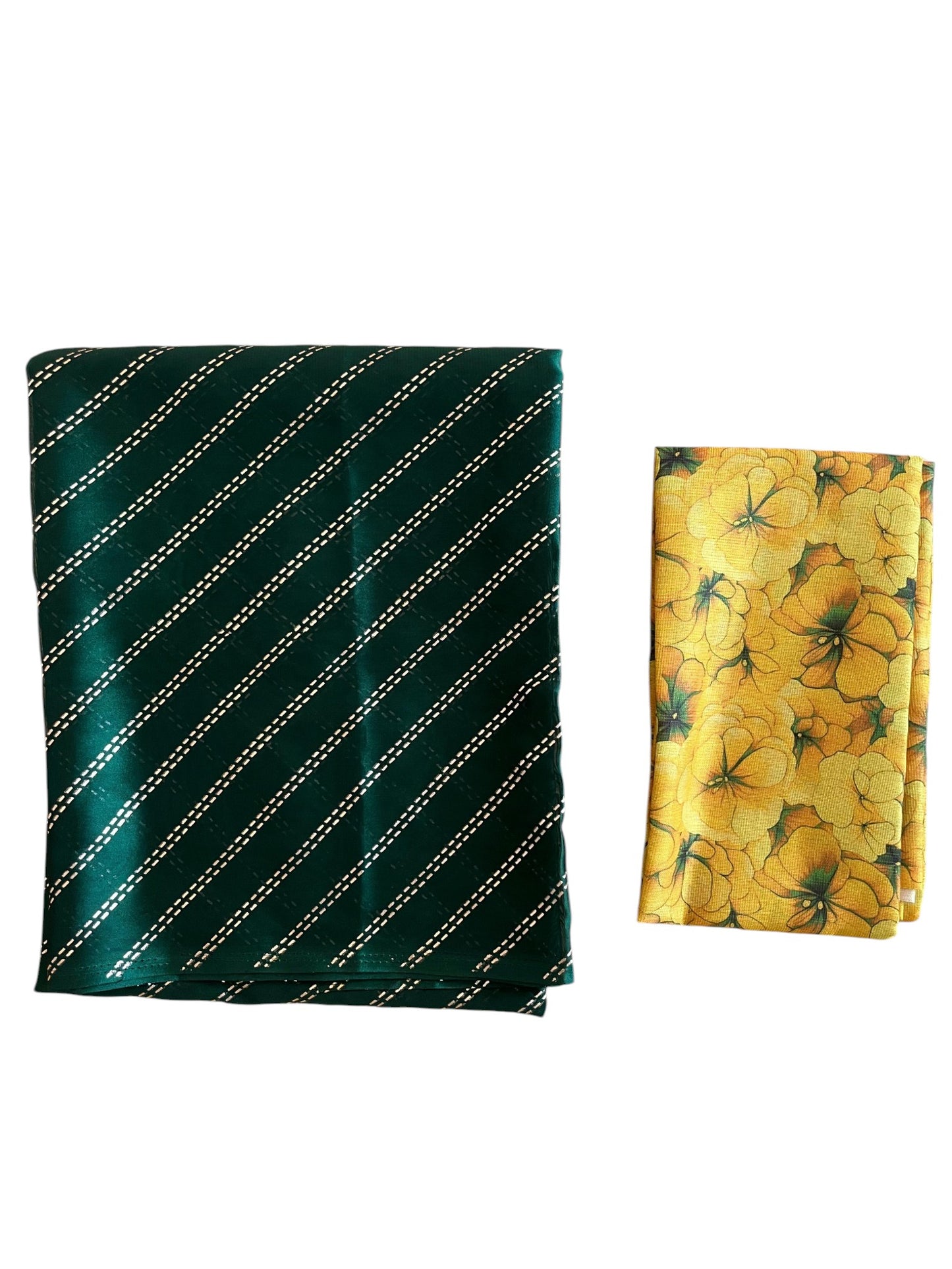 Southloom Semi Stitched Dhavani Set with Pavada and Green Blouse Piece With Kanikonna Print SL290