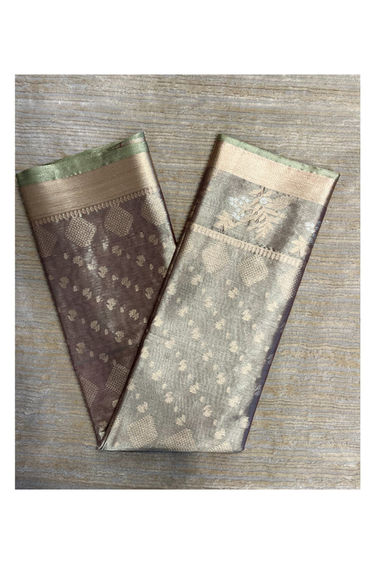 Southloom Tissue Silk Saree with Woven Work on Body and Borders (Silver &Gray)