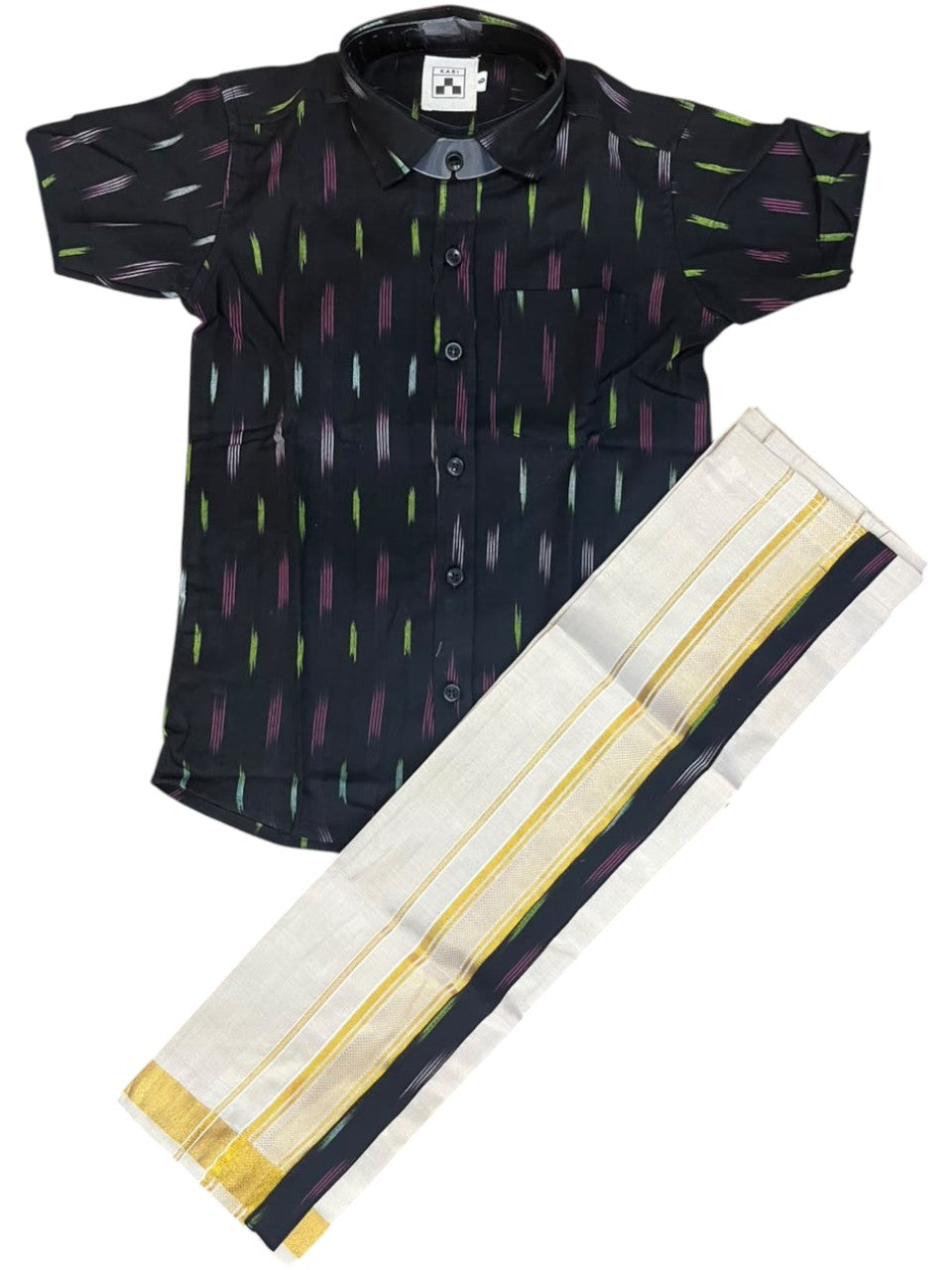 Southloom Cotton Floral Printed Kids's Combo (Shirt + Velcro Mundu) SLKCOMBO