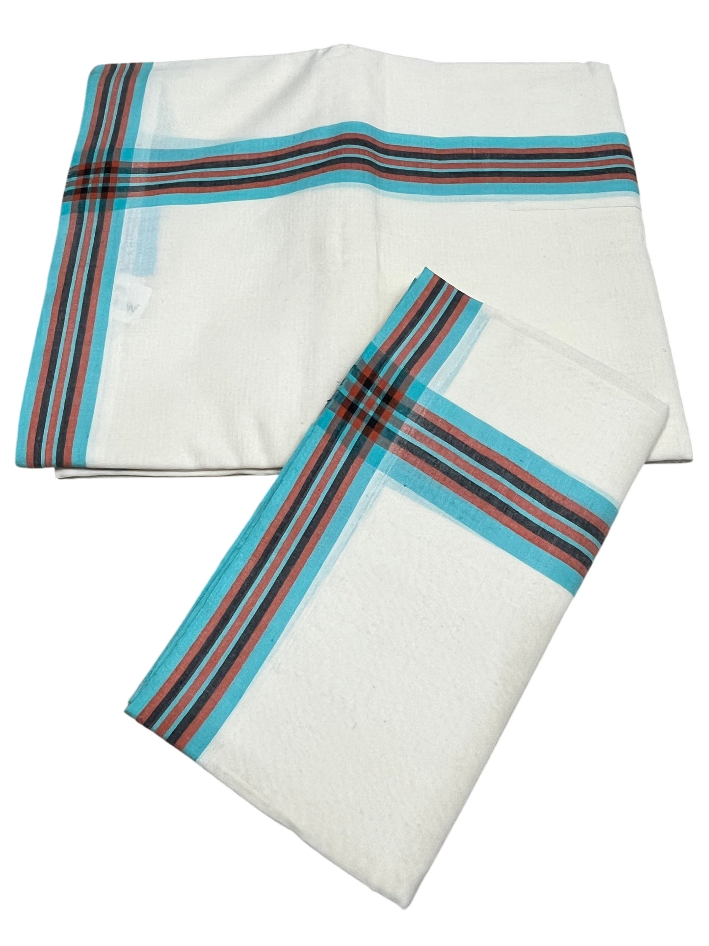 Southloom Kerala Mulloth Cotton Single Mundum Neriyathum with Multicolor Border In 2.80 Mtrs