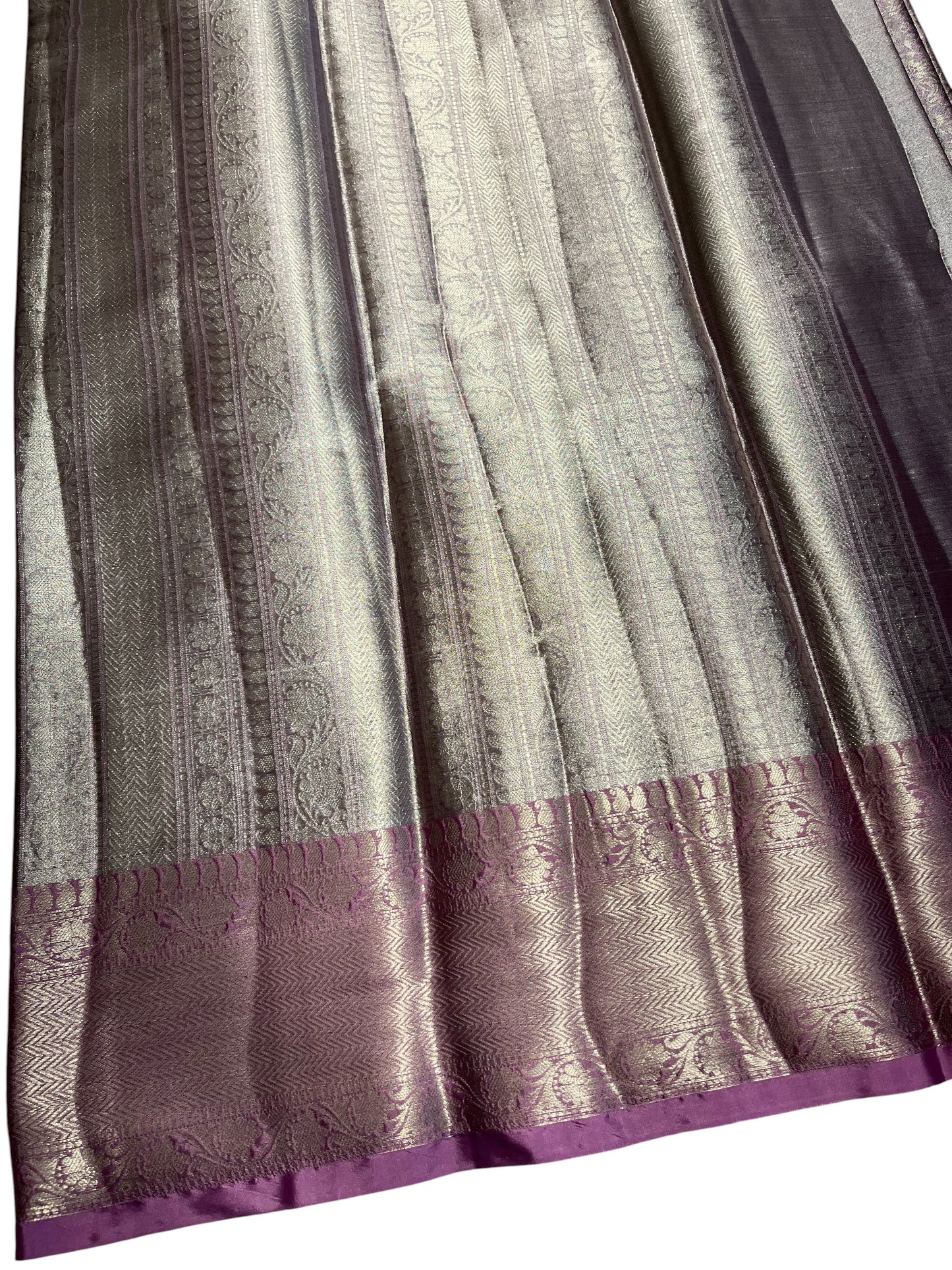 Southloom Semi Banarasi Katan Tissue Saree with Woven Work on Body and Borders (Pink & Lavendar)