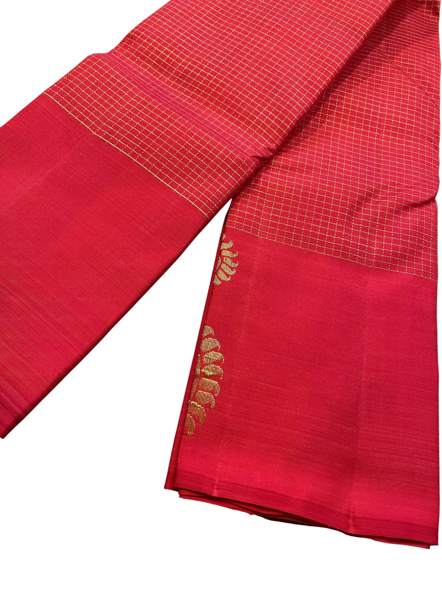 Southloom Pure Handloom Bridal Kanchipuram Silk Saree with Korvai Work (Red)