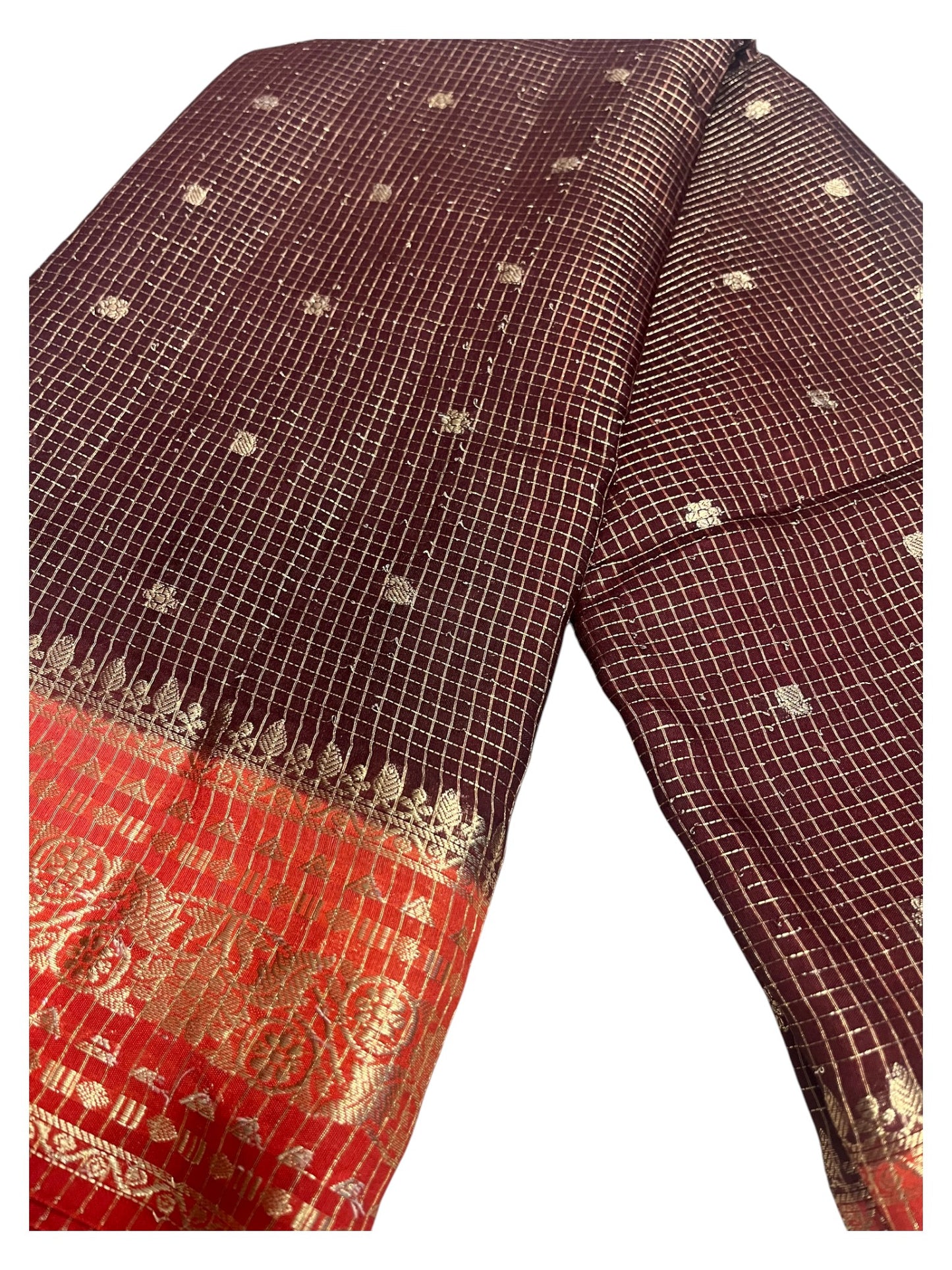 Southloom Banarasi Semi Silk Saree with Woven Work on Body(Brown)