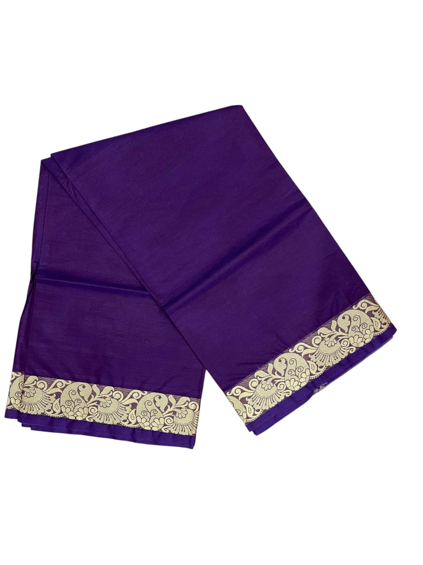 Southloom Kerala Cotton Saree with Floral Woven Works Across Body in Violet